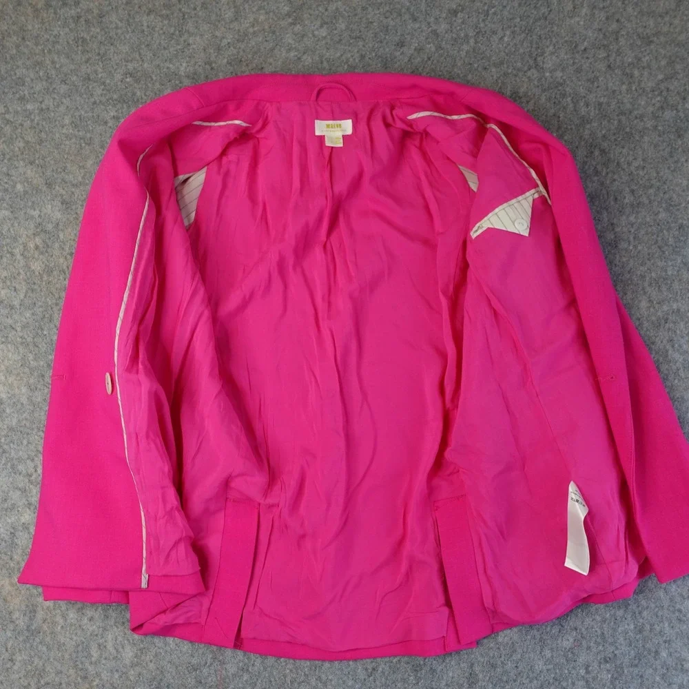 Maeve Anthropologie Blazer Womens 0 Hot Pink Double Breasted Jacket Career Bold - Picture 11 of 16
